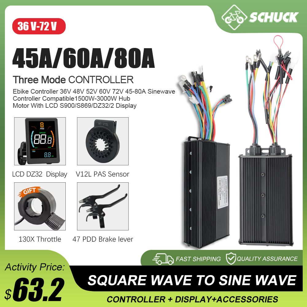 E-bike 3Mode 48V 52V 60V 72V 4 - Sine Wave Controller 48V 72V 80A review and price
