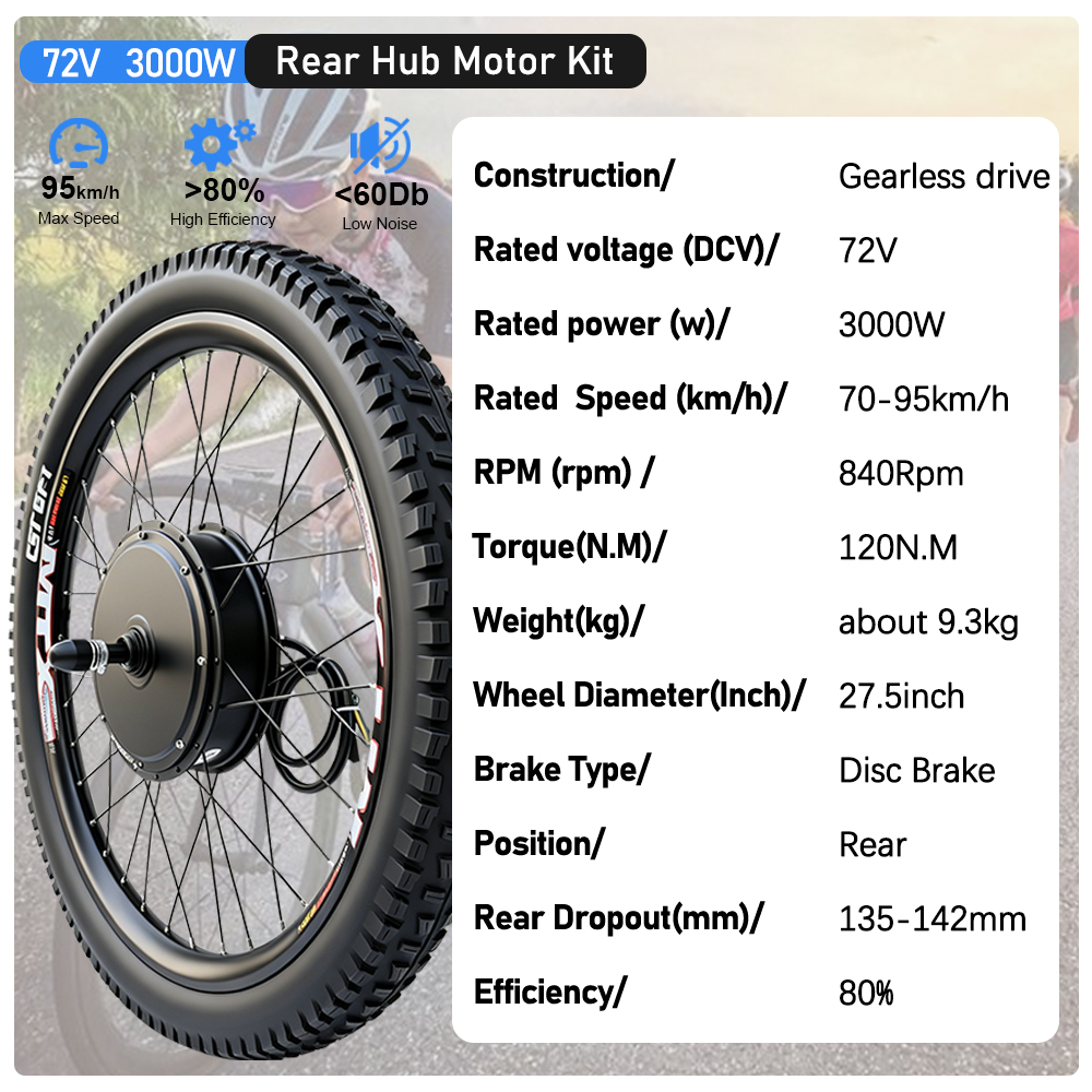 72V 3000W MTX Rim Electric Bik - Ebike Conversion Kit 72V 3000W review and price